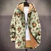 Chaqueta de Nuevo Estilo Transfronteriza con Elementos de Patrón Multicolor, Cárdigan con Capucha y Cierre de Cremallera al 70%, Abrigo de Algodón Polar Espeso de Invierno con Forro Amarillo