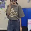 Camiseta Feminina Nova de Manga Curta Estilo Coreano Desenho Animado Estilo Suave Redutor de Idade Versátil Gola Redonda Solta Algodão Puro ins