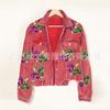 Chaqueta de solapa lavada popular de otoño e invierno de estación independiente transfronteriza europea y americana, chaqueta de mujer de uniforme de béisbol de pana con lentejuelas
