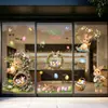Decoraciones de Conejo de Pascua Huevos de Pascua Centro Comercial Cesta de Madera Pegatinas Estáticas para Puerta de Vidrio Ventana Decoración Atmósfera