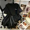 Conjunto de Ropa Deportiva para Correr Amazon para Mujer, Nuevo Estilo Verano, Conjunto de Dos Piezas Holgado con Estampado de Manga Corta y Pantalones Anchos para Estudiantes