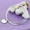 Pulsera de tres anillos con forma de corazón de pollo, bañada en plata y de comercio exterior, de Corea, la más vendida, al por mayor, YB068