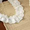 Corazón de Bordado de Hilo de Algodón Arrugado Blanco y Albaricoque de 5 cm con Encaje de Algodón para Decoración DIY de Cuellos y Puños de Ropa
