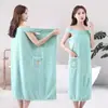 Toalla de baño, Bata de baño para mujer, Uso en casa, Absorbente, Toalla de baño grande, Bata de dormir, Vellón de coral, Manga corta, Secado rápido, Toalla de baño vestible