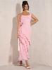 2025 Americano Transfronterizo AliExpress Sexy Ajustado con Volantes Nuevo Estilo Falda Larga Plisada Falda Jersey con Tirantes rosa