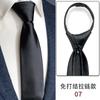Vestido Camisa de Cuello Blanco para Negocios y Trabajo, Corbata de Cremallera Simple sin Nudos, Rayas Azul Oscuro