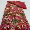 Vestido de Malla Multicolores Exquisito Estilo Chino 3D con Patrón de Plantas para Mujer Vestido de Novia Traje de Escenario Tela Bordada Encaje de Novia
