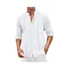 2026 Aliexpress Transfronterizo Nuevo Cárdigan para Jóvenes Hombres Botones Color Sólido Casual Cuello Alto Manga Larga Camisa