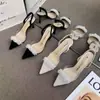Elegantes Sandalias de Moda con Tira Trasera Estilo Francés 2025 Verano Nuevas de Moda Populares con Punta Cerrada y Espalda Descubierta Sandalias de Tacón Alto para Mujer