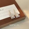 Estilo coreano Super Flash Champagne Brincos Quadrados Doce Elegante Micro-incrustado Requintado High-end All-match Elegante Moda Brincos