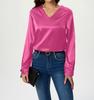 Foto Real de Ropa Europea y Americana, Camisa de Satén de Verano, Camisa Blanca de Satén Imitación Seda de Manga Larga para Mujer, Top de Mujer