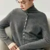 Usable Delantero y Trasero~ Cárdigan de Punto de Cachemira Suave Súper Elegante para Mujer, Suéter Básico de Cuello Alto Holgado, Ropa de Abrigo Cálida