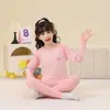 Roupa Íntima Térmica Infantil Conjunto de Caxemira Pijama de Seda para Meninos Camada Base para Crianças Maiores Tops e Calças Térmicas para Meninas