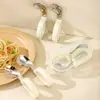 Cuchara para Bebé, Bebé Aprendiendo a Comer, Entrenamiento para Comer de Forma Independiente, Cuchara para Comida Complementaria, Juego Portátil de Tenedor y Cuchara para Niños, Cuchara para Bebé