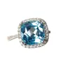Anel Retro Azul Tanzanita Palácio Transfronteiriço, Anel Quadrado Elegante Rainha Real, Anel da Moda e Simples para o Dedo Indicador