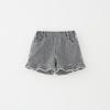 Calça Infantil INS de Verão Xadrez Fina de Cânhamo e Algodão Absorvente de Suor Shorts Infantis Calça Casual Plissada para Menina Versátil