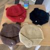 Estilo japonês bonito tridimensional urso orelha boné de lã das mulheres outono e inverno novo quente malha orelha proteção cap lei feng cap na moda