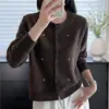 Cárdigan suéter bordado con lazo de piel de mapache para mujer, nueva colección otoño/invierno 2026, de punto holgado, top que reduce la edad