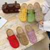 Zapatos Birkenstock de Suela Gruesa Zapatillas de Media Puntera Baotou Zapatos de Mujer para Exterior 2025 Nuevo Primavera & Otoño Zapatillas Retro de Agujero en la Pared para Mujer