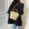 Bolso Cubo de Moda Tejido Vintage 2025 Primavera y Verano Nuevo Color de Contraste Estilo Coreano Ins Bolso Casual Bolso Cruzado Estilo Occidental