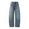 Pantalones Vaqueros Anchos Lavados de Moda Muqiu para Hombre, Pierna Recta Suelta, Tallas Grandes, Corte Relajado