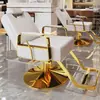 Silla de Salón Reclinable con Altura Ajustable para Cortes de Cabello, Giratoria y Adecuada para Teñido de Cabello, Hecha de Acero Inoxidable