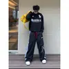 Pantalones anchos de color block estilo retro americano 2026 para hombre y mujer, streetwear elegante, versátiles, holgados, casuales, deportivos, largos