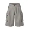 Yidao Vintage 2026 Verano Nuevo Retro Japonés Color Sólido Holgados Pierna Ancha Bolsillo Grande Ropa de Trabajo Pantalones Cortos de Cinco Puntos para Hombre