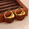 Moda Transfronteriza Estilo Europeo y Americano Pendientes de Resina Color Café con Textura Metálica Exagerada, Pendientes Vintage de Lujo Ligero, Venta al por Mayor desde Fabricante