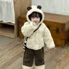 Conjunto de otoño e invierno para niña: chaqueta súper linda con forro de polar y pantalones de estampado de leopardo, perfectos para una niña de un año, elegante abrigo de invierno para salir