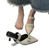 Zapatillas tipo Mula para Mujer Verano 2024, Nuevas, Puntiagudas, de Tacón Bajo, con Hebilla de Cinturón en la Puntera, para Usar por Encima