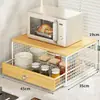 Estante para Horno Microondas de Cocina Encimera Extraíble Soporte para Horno Arrocera Estante Multifuncional para Condimentos del Hogar