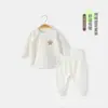Conjunto de Roupas de Outono e Calças de Outono para Bebês Primavera e Outono Algodão Puro Split Roupa de Baixo para Meninos e Meninas