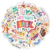 50 Pegatinas de Cumpleaños de Dibujos Animados de Compra Directa Transfronteriza, Pegatinas de Graffiti de Decoración de Fiesta Frescas y Creativas