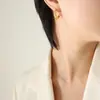 Estilo Coreano Personalidad Celebridad Mismo Estilo Versátil No se Desvanece Lujo Ligero Incrustados Zirconia Pendientes Forma de C Acero de Titanio Chapado en Oro Pendientes para Mujer