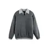 Ropa Vintage 25 Otoño/Invierno Nuevo Retro Americano Falso Dos Piezas Cuello en V Tejido Polo Atmósfera Suéter Old Money