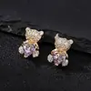 Cuentas Espaciadoras de Corazón de Oso Incrustadas con Circonita de Color Conservable Rellenas de Oro de 14K Accesorios de Cuentas Sueltas para Pulsera Collar Hecho a Mano DIY