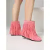 Botines Birkenstock Retro con Flecos para Mujer 2026 Nuevos Invierno Estilo Británico Botas Vaqueras Occidentales Botas Cortas de Moda para Mujer