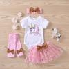 Roupas Infantis Transfronteiriças Ins Roupa Saia de Renda para 1º Aniversário Conjunto de Quatro Peças Roupas Infantis Exportação Atacado Preço Baixo Liquidação