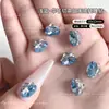 Acessórios para Unhas Azul Lago Claro com Cristais K9 Brilhantes, Sem Base, Arranjos de Diamantes Feitos à Mão, Unhas de Cristal Coloridas