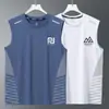 Camiseta Esportiva com Sensação de Gelo para Homens 2026 Novo Uniforme de Basquete Seda de Gelo Respirável Secagem Rápida Top Fitness Sem Mangas Tendência Nacional Camiseta