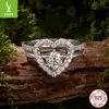 Anillo Original Yinziyun de Plata de Ley s925 con Moissanita de un Quilate en Forma de Corazón, Exquisito y Lujoso, Anillo Apilable