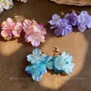 Pendientes de Flor de Tela Estilo Coreano con Aguja de Plata, Estilo Dulce y Fresco, Lujo Ligero, Sensación de Alta Gama, Diseño Único