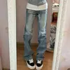Jeans Rectos Ajustados de Tiro Bajo Estilo Retro Americano de Nicho Chica Picante para Mujer, Pantalones Rectos Elásticos Ajustados para Otoño e Invierno