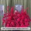 Arreglos Florales para Bodas, Arreglos Florales Rojos, Banquete de Compromiso Estilo Chino, Decoración de Bodas, Escenario del Salón de Bodas, Arreglos Florales para Pasillos, Flores Artificiales