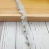 Encaje de Malla de un Solo Lado con Hilo Dorado y Plateado, Adorno de Piedras de Cristal con Perlas Cosidas a Mano, Cinta para Decoración de Ropa, Accesorios de Encaje para Manualidades