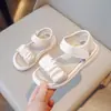 Sandalias para niñas, de verano, suela blanda, antideslizantes, estilo coreano, sandalias romanas, zapatos de princesa de moda, para niños de talla mediana y grande, uso casual