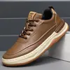 Zapatos Casuales para Hombre, Zapatos Casuales de Cuero Estilo Nuevo, Modernos y Versátiles, Suela Gruesa, Transpirables, Suela Blanda, Con Cordones, Punta Redonda, Zapatos de Trabajo, Zapatos para Hombre