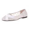 Zapatos Planos de Caña Baja SGS Azul Color Sólido Punta Cuadrada En Stock Estilo Británico Viscosa Zapatos Casuales de Algodón para Mujer