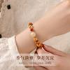 Pulsera de Perlas de Sándalo Dorado Cultural y Creativo Estilo Antiguo Círculo Único Perlas de Buda Pulsera Cultural para Hombres y Mujeres Pulsera de Estilo Étnico de Círculo Único
